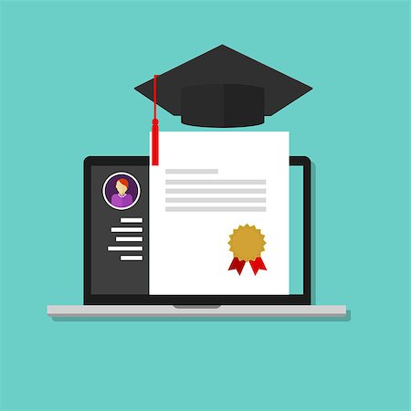 simsearch:400-08628684,k - online degree laptop education college school graduate certificate Foto de stock - Super Valor sin royalties y Suscripción, Código: 400-08192410