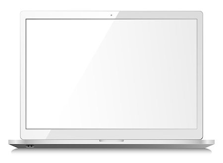 simsearch:400-08402695,k - White shiny laptop on white background with empty screen Stock Photo - Budget Royalty-Free & Subscription, Code: 400-08192427