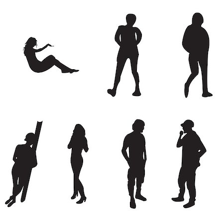 Seven black silhoutte of young adults Stock Photo - Budget Royalty-Free & Subscription, Code: 400-08192492