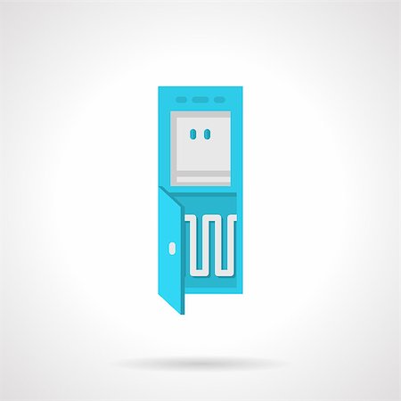 simsearch:400-08193402,k - Flat color design vector icon for blue water cooler with compressor section on white background. Stock Photo - Budget Royalty-Free & Subscription, Code: 400-08192594