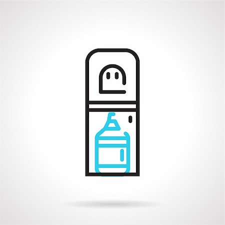 simsearch:400-08193402,k - Black and blue flat line design vector icon for water cooler with a bottom loading bottle on white background. Stock Photo - Budget Royalty-Free & Subscription, Code: 400-08192597