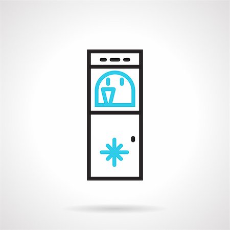 simsearch:400-08193402,k - Black and blue flat line design vector icon for water cooler with freezer on white background. Stock Photo - Budget Royalty-Free & Subscription, Code: 400-08192605