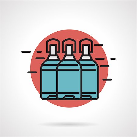 simsearch:400-08193402,k - Flat line design colored vector icon for three full water bottle for delivery service on red round background. Stock Photo - Budget Royalty-Free & Subscription, Code: 400-08192607