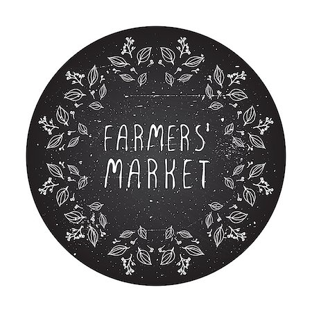 Farmers market. Hand-sketched frame on chalkboard background. Stock Photo - Budget Royalty-Free & Subscription, Code: 400-08192628