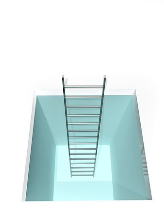 simsearch:400-04173801,k - Conceptual image - way to freedom. Ladder from the hatch. Isolated on white background Stock Photo - Budget Royalty-Free & Subscription, Code: 400-08192724