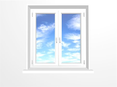 simsearch:400-07675125,k - Closed window and clouds on blue sky. Isolated on white background Foto de stock - Super Valor sin royalties y Suscripción, Código: 400-08192726