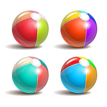 Set of Beach balls isolated on a white background. Symbol of summer fun at the pool or seaside. Vector illustration Stock Photo - Budget Royalty-Free & Subscription, Code: 400-08192779