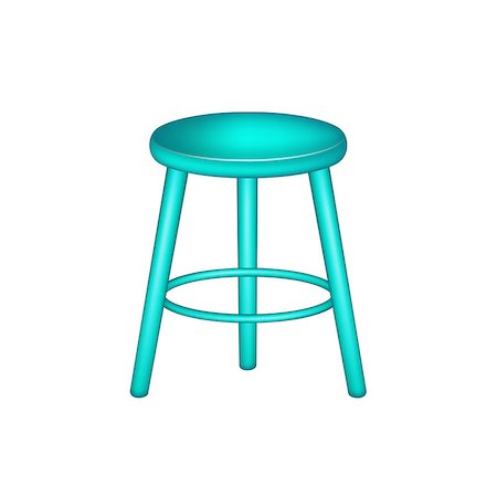 polishing wood - Retro stool in turquoise design on white background Stock Photo - Budget Royalty-Free & Subscription, Code: 400-08192791