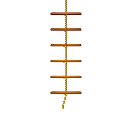 simsearch:400-08288188,k - Wooden rope ladder in brown design on white background Photographie de stock - Aubaine LD & Abonnement, Code: 400-08192807