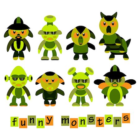 simsearch:400-06738068,k - Set of colorful, cartoon, funny monsters, Halloween celebration, for your design Stock Photo - Budget Royalty-Free & Subscription, Code: 400-08192808