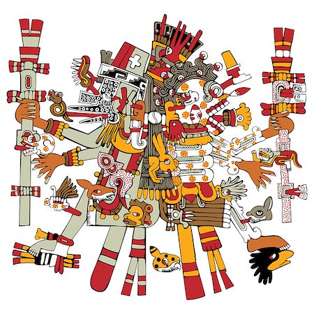 Vector of Aztec god Tezcatlipoca, ancient mesoamerican ornament Stock Photo - Budget Royalty-Free & Subscription, Code: 400-08192895