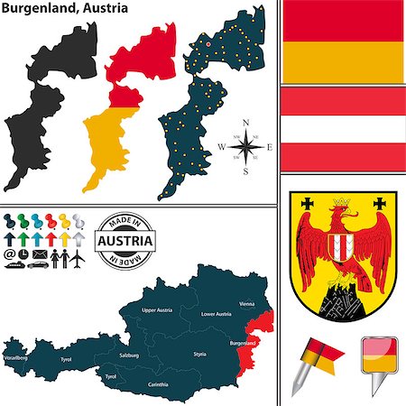 simsearch:400-08192906,k - Vector map of state Burgenland with coat of arms and location on Austrian map Photographie de stock - Aubaine LD & Abonnement, Code: 400-08192904