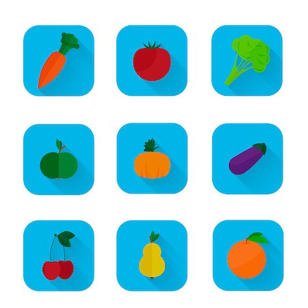 simsearch:622-06964418,k - Vector set of flat icons - fruits and vegetables Photographie de stock - Aubaine LD & Abonnement, Code: 400-08193002