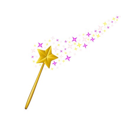 Magic wand with stream of stars on white background Stock Photo - Budget Royalty-Free & Subscription, Code: 400-08193042
