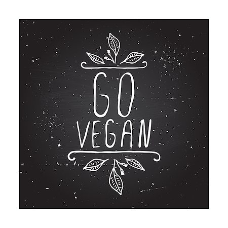 simsearch:400-06738835,k - Hand-sketched typographic element. Go vegan - product label on chalkboard. Suitable for ads, signboards, packaging and identity and web designs. Stock Photo - Budget Royalty-Free & Subscription, Code: 400-08193058