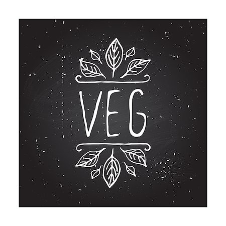 Hand-sketched typographic element. Veg product label on chalkboard. Suitable for ads, signboards, packaging and identity and web designs. Foto de stock - Super Valor sin royalties y Suscripción, Código: 400-08193061