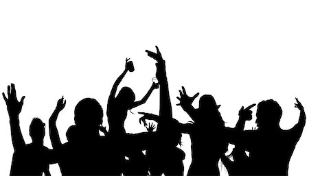 people dancing in night club with arms in air - Dancing Crowd Silhouette - Black Illustration, Vector Stock Photo - Budget Royalty-Free & Subscription, Code: 400-08193134