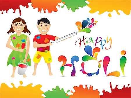 abstract colorful holi cartoon playing holi vector illustration Stock Photo - Budget Royalty-Free & Subscription, Code: 400-08193178