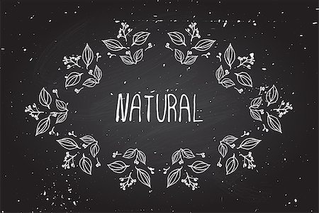 simsearch:400-08793659,k - Natural - Hand-sketched frame on chalkboard background. Suitable for ads, signboards, packaging and identity and web designs. Stock Photo - Budget Royalty-Free & Subscription, Code: 400-08193209