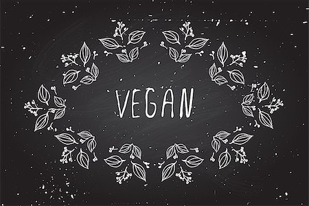 simsearch:400-08793659,k - Vegan - Hand-sketched frame on chalkboard background. Suitable for ads, signboards, packaging and identity and web designs. Stock Photo - Budget Royalty-Free & Subscription, Code: 400-08193202