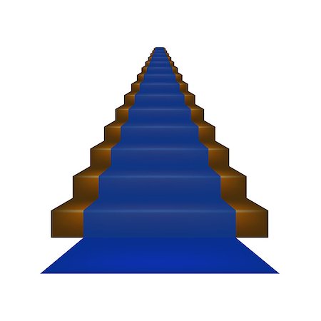 Stairs covered with blue carpet on white background Stock Photo - Budget Royalty-Free & Subscription, Code: 400-08193235
