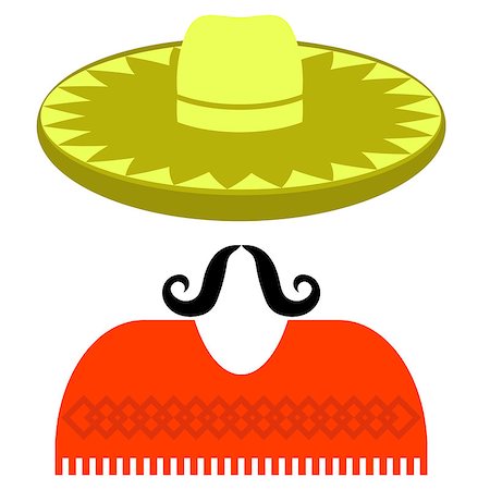 simsearch:400-08931178,k - Hat Mustache Poncho  Isolated on White Background Fotografie stock - Microstock e Abbonamento, Codice: 400-08193275