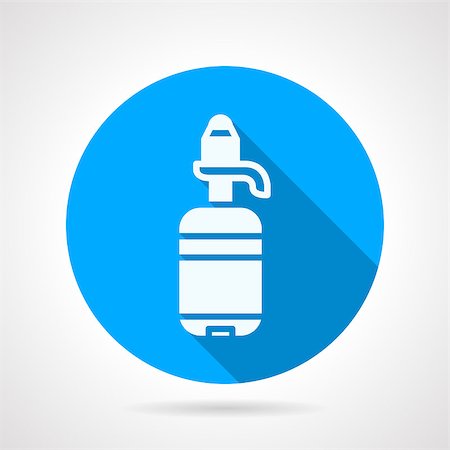 simsearch:400-08193402,k - Blue round flat design vector icon with white silhouette water in plastic bottle with a hand pump on gray background with long shadows. Foto de stock - Super Valor sin royalties y Suscripción, Código: 400-08193398