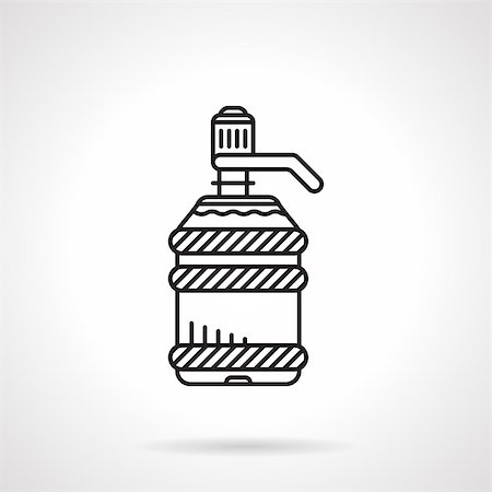 simsearch:400-08193402,k - Black flat line style vector icon for large plastic bottle with pump with water cooler on white background. Stock Photo - Budget Royalty-Free & Subscription, Code: 400-08193407