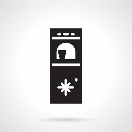 simsearch:400-08193402,k - Black silhouette vector icon for water cooler with freezer section on white background. Foto de stock - Super Valor sin royalties y Suscripción, Código: 400-08193409