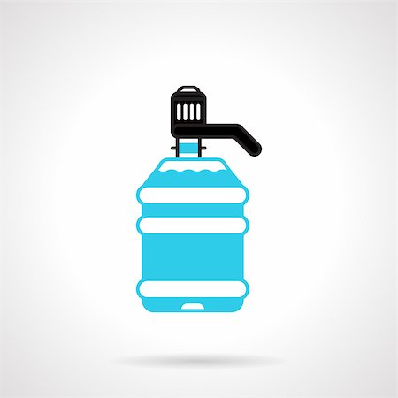 simsearch:400-08193402,k - Flat black and blue design vector icon for bottle of potable water for cooler on white background. Stock Photo - Budget Royalty-Free & Subscription, Code: 400-08193418