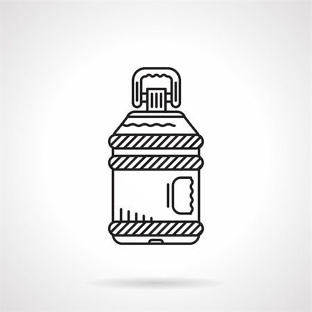 simsearch:400-08193402,k - Black flat line style vector icon for water bottle with handle on white background. Stock Photo - Budget Royalty-Free & Subscription, Code: 400-08193410