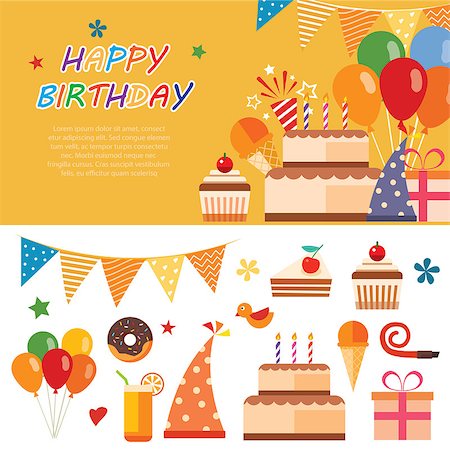 happy birthday flat icon Stock Photo - Budget Royalty-Free & Subscription, Code: 400-08193497