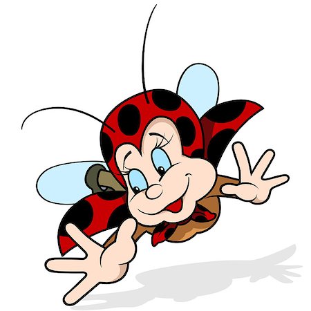 simsearch:400-08410446,k - Flying Ladybug - Smiling Cartoon Illustration, Vector Stockbilder - Microstock & Abonnement, Bildnummer: 400-08193505