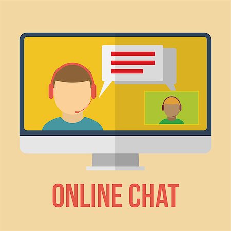 simsearch:400-08647874,k - Online chat icon. Flat design vector illustration. Photographie de stock - Aubaine LD & Abonnement, Code: 400-08193527