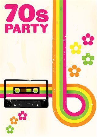 dance club signs - Retro Poster - 70s Party Flyer With Audio Cassette Tape Stock Photo - Budget Royalty-Free & Subscription, Code: 400-08193535