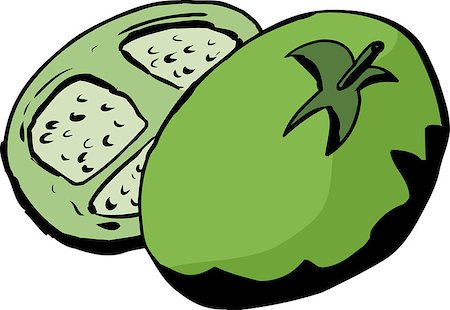 Cartoon of green tomato over white background Stock Photo - Budget Royalty-Free & Subscription, Code: 400-08193553