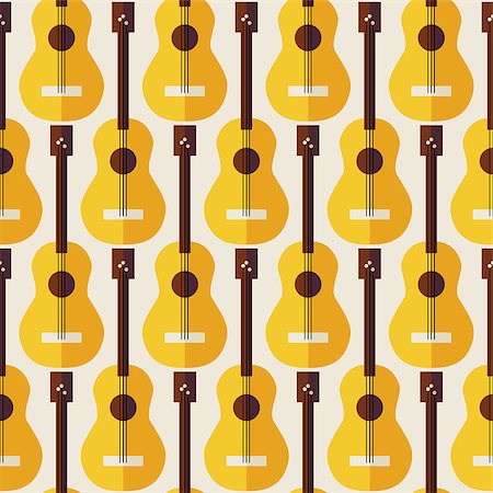 simsearch:400-05352838,k - Pattern Music Instrument Guitar. Flat Style Vector Seamless Texture Background. Musical Template. Arts and Entertainment. String Guitar. Acoustic guitar Photographie de stock - Aubaine LD & Abonnement, Code: 400-08193623