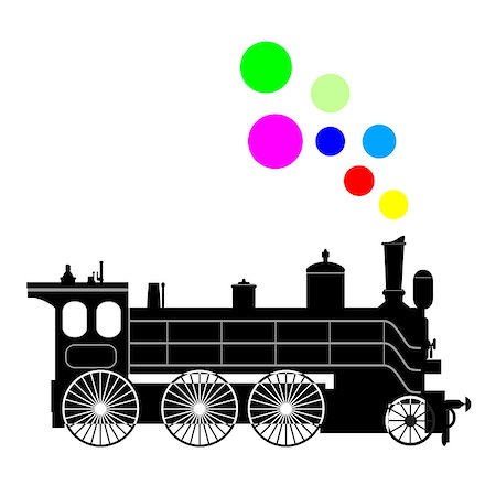 Silhouette black steam locomotive on a white background. Stock Photo - Budget Royalty-Free & Subscription, Code: 400-08193649