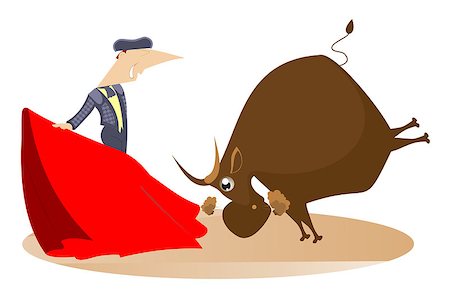 Bullfighter and a bull Stock Photo - Budget Royalty-Free & Subscription, Code: 400-08193651