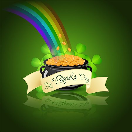 simsearch:400-08193746,k - St. Patricks Day Cauldron with Gold Coins, Rainbow and Shamrock Foto de stock - Super Valor sin royalties y Suscripción, Código: 400-08193746