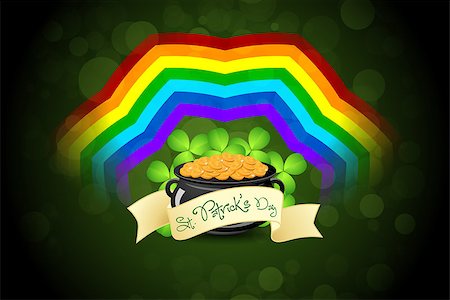 simsearch:400-06066026,k - St. Patricks Day Cauldron with Gold Coins, Rainbow and Shamrock Foto de stock - Super Valor sin royalties y Suscripción, Código: 400-08193748