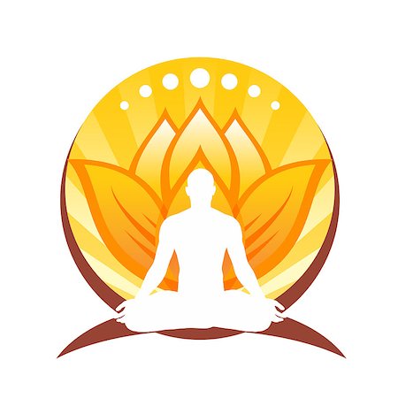 Yoga emblem with a man sitting in a lotus position Stock Photo - Budget Royalty-Free & Subscription, Code: 400-08193797