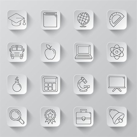 simsearch:400-08155384,k - Set of 16 thin line education icons Stock Photo - Budget Royalty-Free & Subscription, Code: 400-08193820