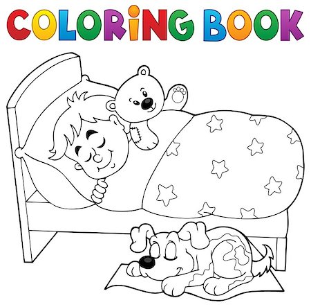 simsearch:400-04322837,k - Coloring book sleeping child theme 2 - eps10 vector illustration. Stock Photo - Budget Royalty-Free & Subscription, Code: 400-08193847