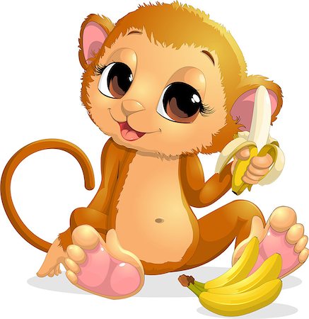 simsearch:400-04221855,k - beautiful monkey, which holds in paws a delicious banana Foto de stock - Super Valor sin royalties y Suscripción, Código: 400-08200004
