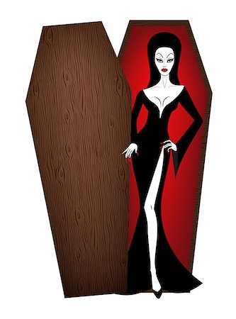females in casket - Beautiful sexy vampire woman in opened coffin Foto de stock - Super Valor sin royalties y Suscripción, Código: 400-08200000