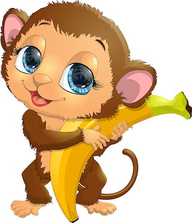 simsearch:400-04221855,k - beautiful monkey, which holds in paws a delicious banana Foto de stock - Super Valor sin royalties y Suscripción, Código: 400-08200003