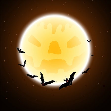 simsearch:400-03936198,k - Halloween greeting (invitation) card. Elegant design with flying bats in front of moon over grunge dark brown starry sky background. Vector illustration. Stock Photo - Budget Royalty-Free & Subscription, Code: 400-08200100