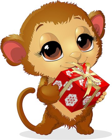 simsearch:400-04221855,k - beautiful monkey, which holds in paws a delicious box Foto de stock - Super Valor sin royalties y Suscripción, Código: 400-08200184