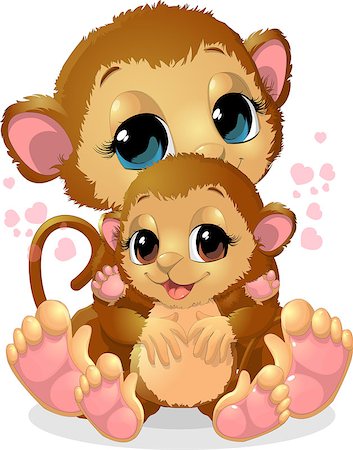 simsearch:400-04221855,k - beautiful monkey that holds her baby in her arms Foto de stock - Super Valor sin royalties y Suscripción, Código: 400-08200185